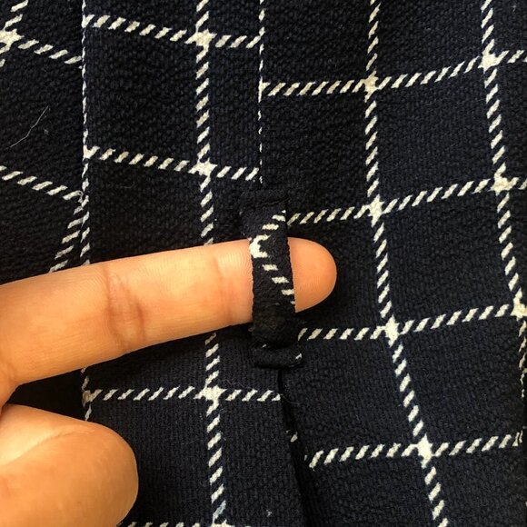 Anthropologie Monteau window pane plaid wide leg navy and white jumpsuit - Picture 11 of 15